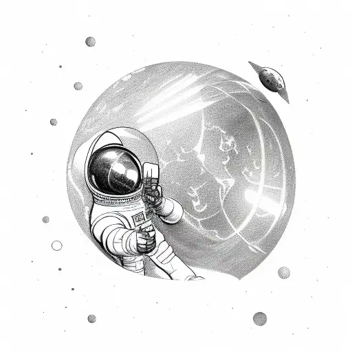 A Sketch-style Astronaut Exploring A Multi-dimensional Universe
