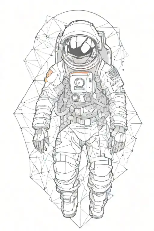 Astronaut Exloding Into Geometrical Triangles