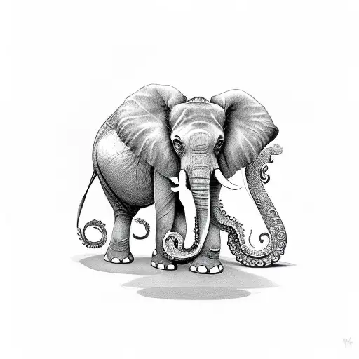 Elephant With Octopus