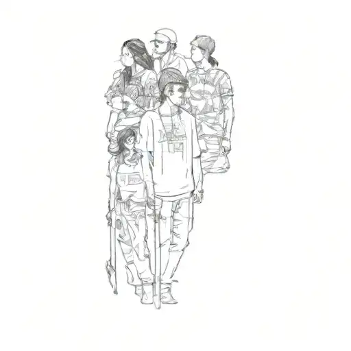 A Group Of People Wearing T - Shirts