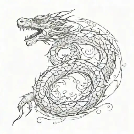 Dragon Wrapped Around A Spine Tattoo Design