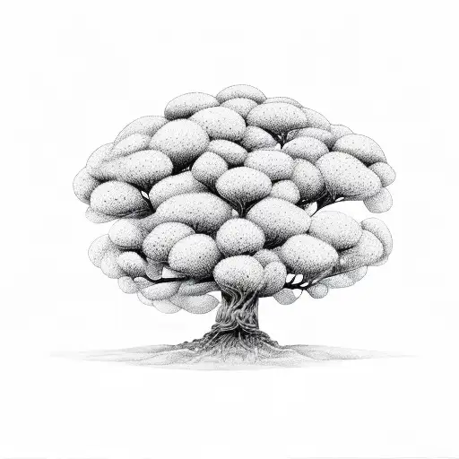 One Line Drawing Of A Tree And A Simplefish