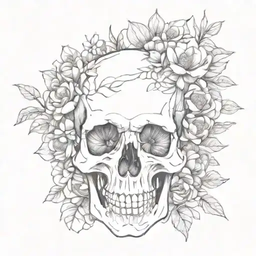 Skull With Flowers Surrounding It