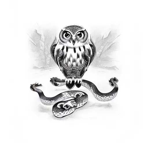 Owl With Snake In Claws