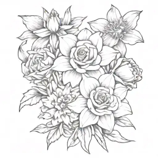 Rose And Daisy And Narcissus Flower Bouquet