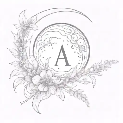 Moon And Lavender With Initial A