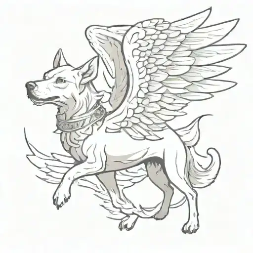 Dog Statues With Wings Flying Like Angel