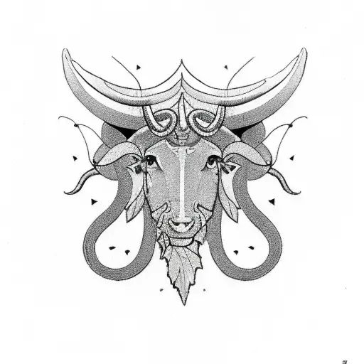 Taurus Symbol With Leaf