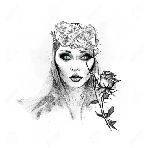 Raven With A Rose Behind