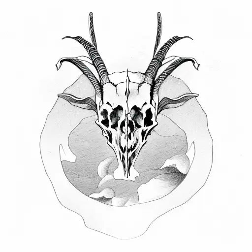 A Goat's Skull With Branches