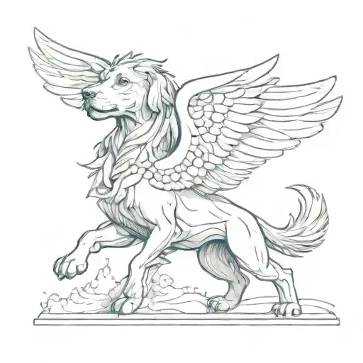 Dog Statues With Wings Flying