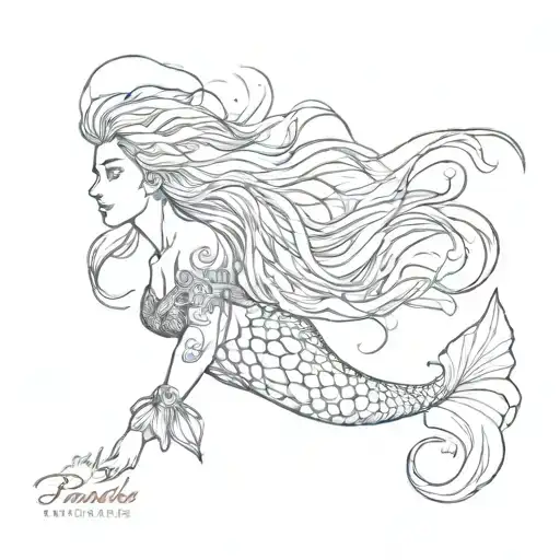 Mermaid With Intricate Braided Hair Flowing In The Ocean Currents