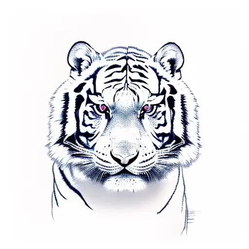 A White Tiger Roaming Through A Golf Course