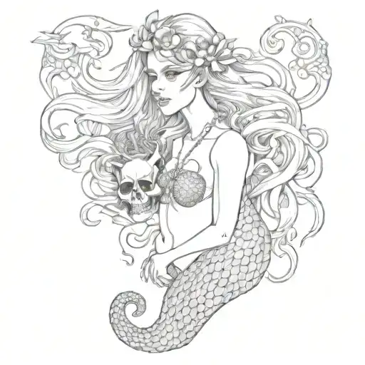 Mermaid With Skull Parts