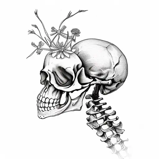 Dancing Skeleton With Flowers Growing Out Of Its Bones