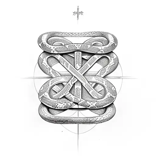 3 Crosses With A Snake Wrapped Around The One In The Center One