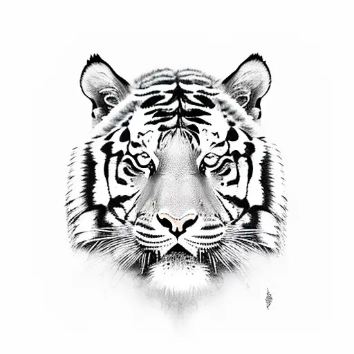 Three Fourth Tiger Face With One Fourth Girl Face