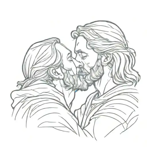 Jesus Kissing A Man's Forehead