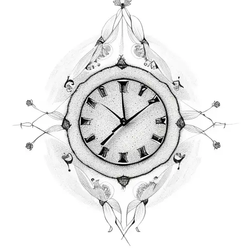 Clock And Cosmos Flower With Baby Foot Print