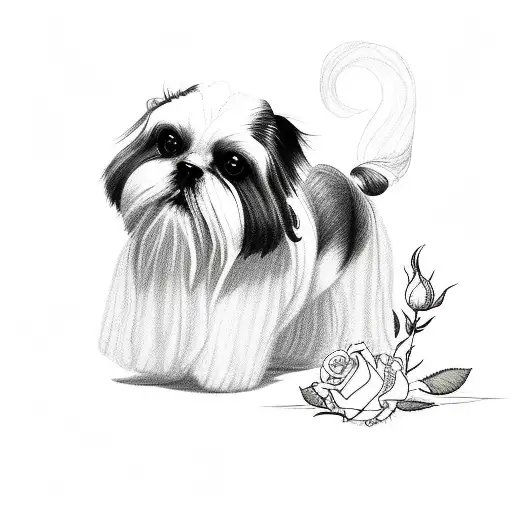 Shih Tzu With Rose
