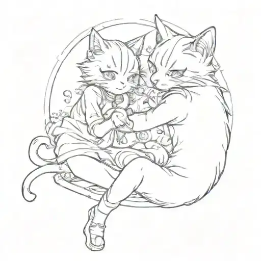 Anime And Cat Playing