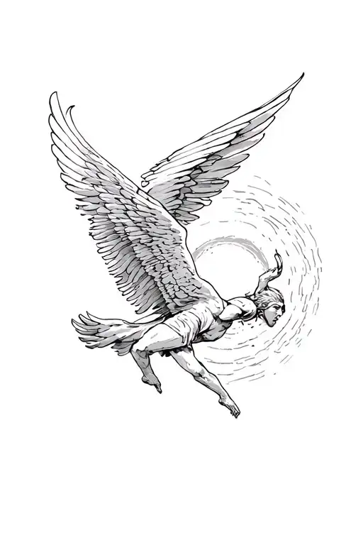 Icarus Flying To The Sun Shining