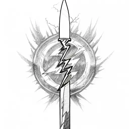 Lightning Surrounding A Sword With The Word Kaizen