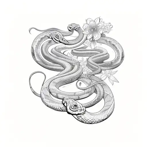 Long Snake With Flowers Wrapped Around