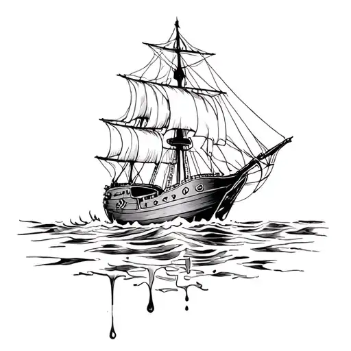 Pirate Ship Surfing A Candle Wax Dripping