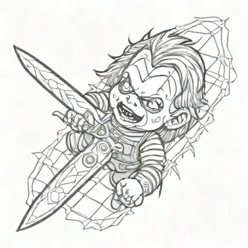 Chucky's Iconic Knife Wrapped In Spider Webs