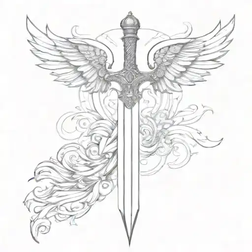 Christian Sword With Wings Spread