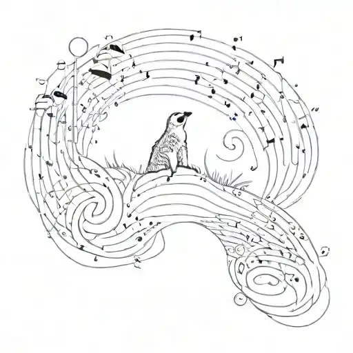 An Abstract Representation Of Music Waves With A Sloth Silhouette