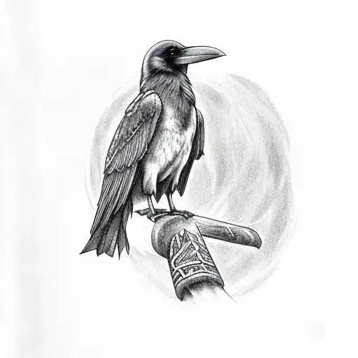Full Body Raven With Nordic Runes