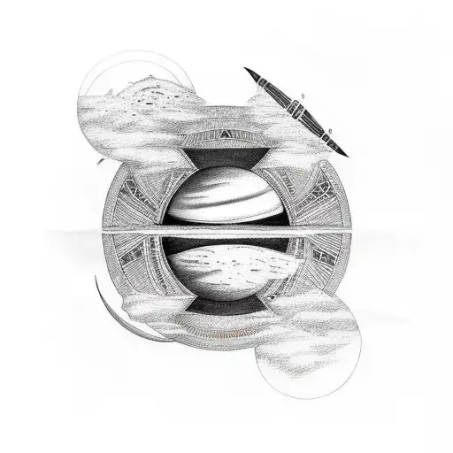 Egyptian Tattoo With Planets