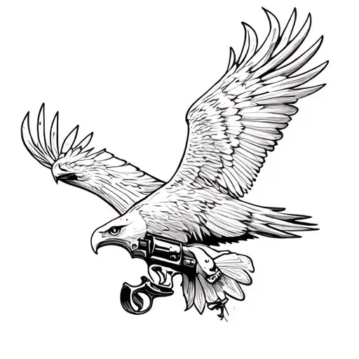 Eagle Carrying A Revolver