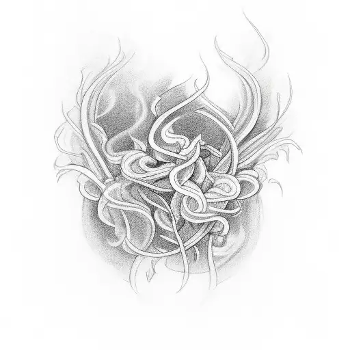 A Delicate Tattoo Of Smoke Tendrils Intertwining With Intricate Floral Patterns