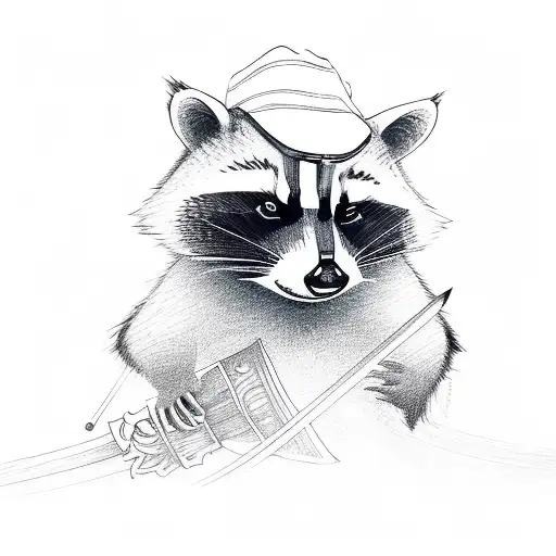 Raccoon With Katana And Hat