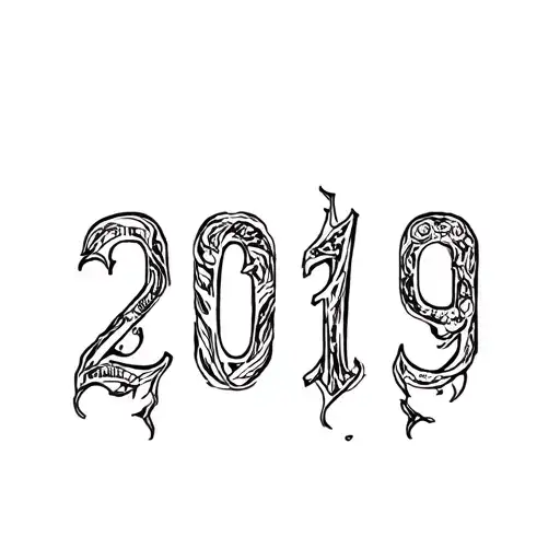 2019 Written In Bold Font But Numbers Are Broken Down From 1 To 9