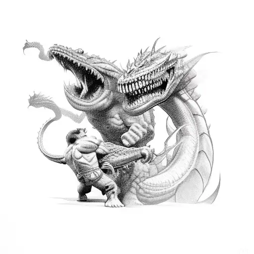 Hulk Strangling A Dragon