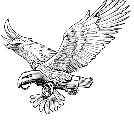 Eagle Carrying A Revolver
