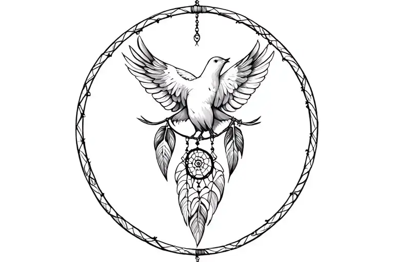 Dream Catcher With Dove Bird