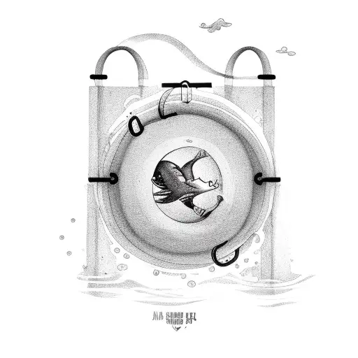 A Swimming Pool With A Tambourine Floating In The Water