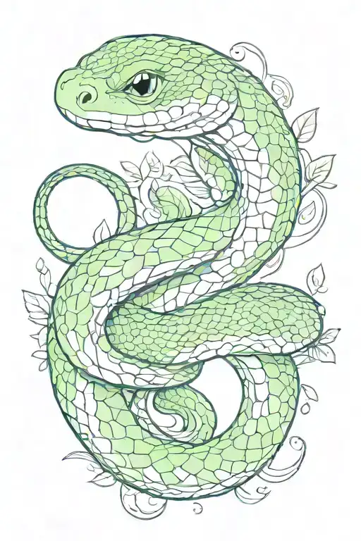 Green Snake Kawaii Cute