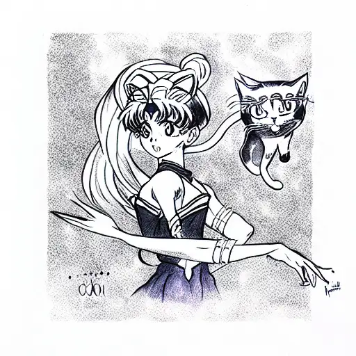 Sailor Moon With A Cat