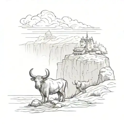 A Mystical Scene Of Ocean Cliffs Shrouded In Fog With Highlander Cows Roaming