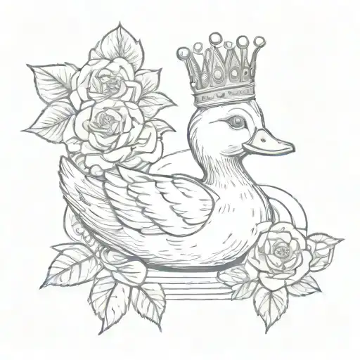 Playful Rubber Duck Wearing A Crown And Surrounded By Roses