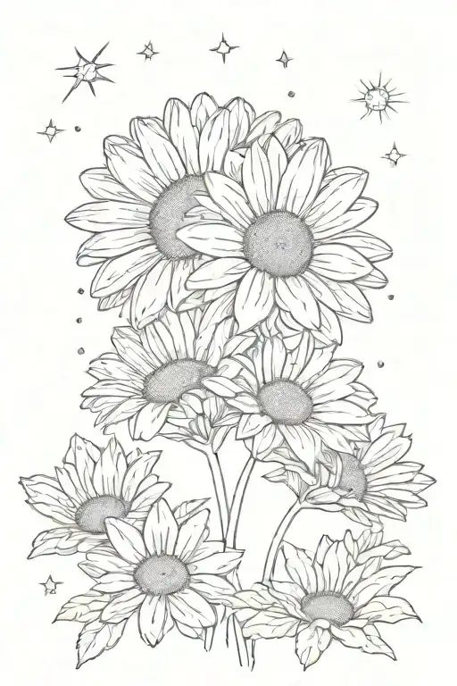 Gerber Daisy With Gemini Constellation Merging