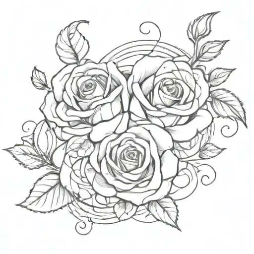 An Abstract Design Of Intertwining Roses And Music Notes