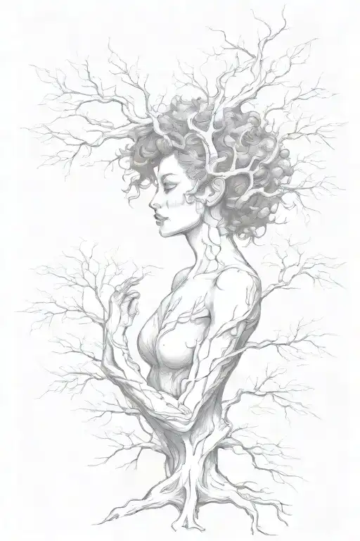 Woman Body Tree Growing