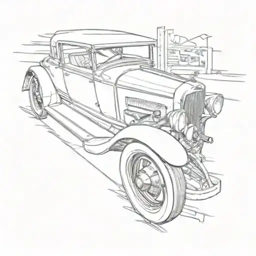 A Sleek And Detailed Tattoo Of A Classic Car With A Dental Twist